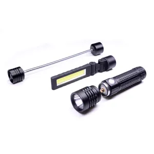 3in1 Multifunctionele Sterke Heldere Anti-Slippende Fakkel Cob Werklamp 3W Xpg Xpe Chinese Led Aluminium Zaklampen Set