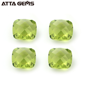 En gros Synthétique Cristal Vert Damier Coupe Coussin Olivine Péridot Quartz Pour La Fabrication De Bijoux - Product Image 6