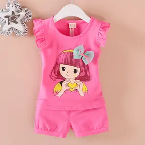 Wholesale Cheap Fashion 2 Pieces Set Girls Clothing Set Lovely Toddler Girl Tops + Pants Girls Suit Kids Clothes