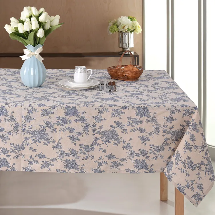 Retro Vintage Custom Printed Cotton Linen Rectangle Square Polyester Floral Tablecloth Table Cloth For Home Kitchen Dinner