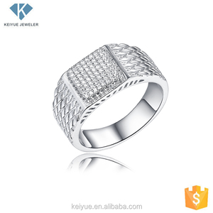 Piedra zirconia cúbico anillo <span class=keywords><strong>de</strong></span> pene <span class=keywords><strong>de</strong></span> los hombres boda rodio plateado joyería - Product Image 1