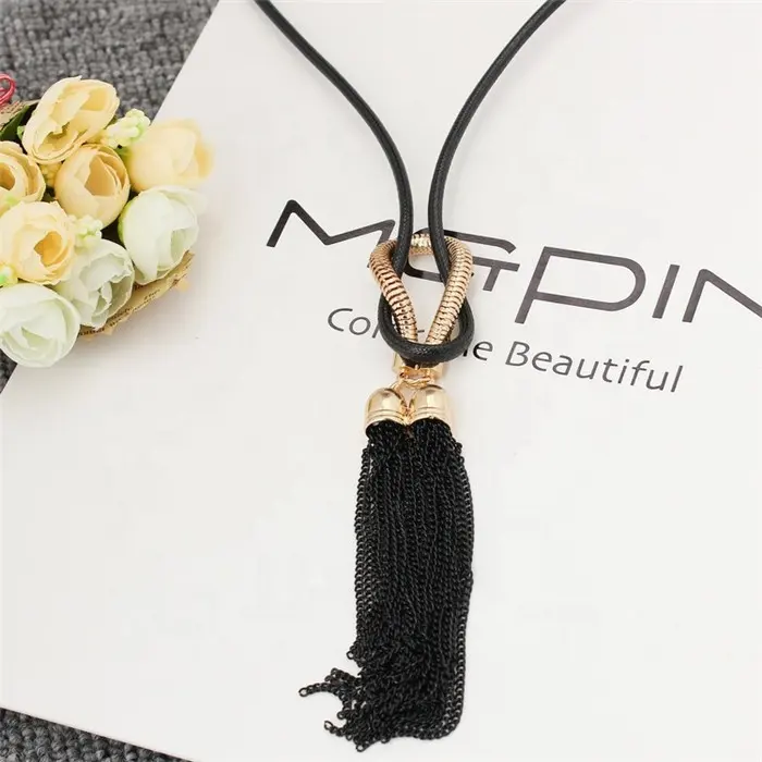 Female Pendant Necklace Tassel Long Winter Sweater Chain Necklace