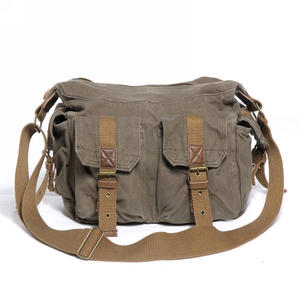 Bolso <span class=keywords><strong>Bandolera</strong></span> <span class=keywords><strong>Vintage</strong></span> para <span class=keywords><strong>Hombre</strong></span> T2353, 100% Lona de Algodón con Detalles en Cuero Genuino, Envío Directo - Product Image 1