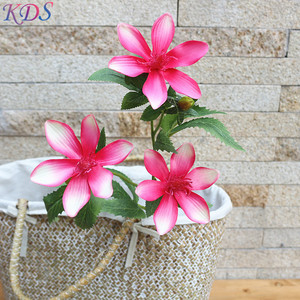Nuovo singolo fiore artificiale cosmo per matrimonio e vaso singolo tre teste d'oro loto - Product Image 6