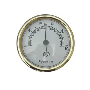 1pc Round Glass Analog Hygrometer For Humidors Gold For Guitar