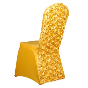 Best Sale Fashion Style Banquet Back Rosette <strong>Satin</strong> <strong>Chair</strong> <strong>Cover</strong>