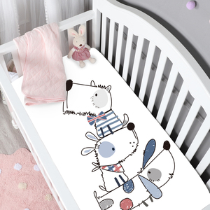 Cartoon Dogs Printing 100% Bio-Baumwolle Jersey Strick bett Bettlaken Set Baby Spann betttuch - Product Image 2