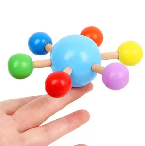 Top selling toys Baby Kid Novelty Wooden Spinning Top Colorful Educational Wood Toy