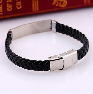 <span class=keywords><strong>Bracciale</strong></span> Unisex AKISS Classico Placcato <span class=keywords><strong>Argento</strong></span> in Pelle Intrecciata <span class=keywords><strong>con</strong></span> Messaggio Inciso Gioiello Braccialetto Personalizzabile - Product Image 3
