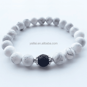En gros Perle Bracelet de Lave Volcanique Pierre Blanc Bracelet - Product Image 3