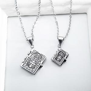 <span class=keywords><strong>Collana</strong></span> <span class=keywords><strong>di</strong></span> <span class=keywords><strong>libri</strong></span> in acciaio inossidabile con gioielli in versi della bibbia Vintage - Product Image 5