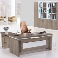Bureau en L moderne pour cadre dirigeant, MDF/MFC, mobilier de bureau, bureaux de Guangzhou avec armoire latérale avec tiroir, design de table de bureau