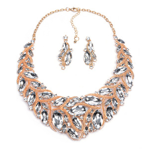 Placcatura della lega di lusso Europei e Americani gioiello esagerato breve collana orecchini set - Product Image 4