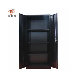 classic black color inner 3 shelves metal office used 2 door file cabinet