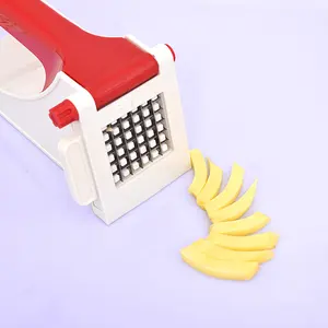 Stainless Potato Chipper French Fries Slicer Chip Cutter Maker Chopper 2 Blades Red