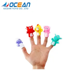 Cow goat set toy plastic animal rubber hand finger puppet for sale