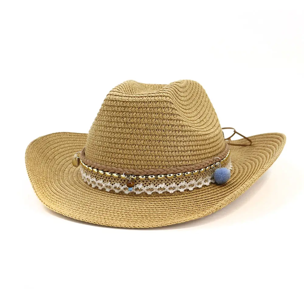 Sombrero de paja occidental para hombre, sombrero de paja occidental para playa, playa, venta al por mayor