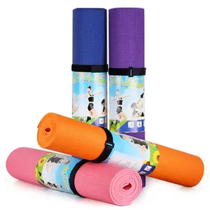 Tapis de yoga antidérapant en PVC avec sangle de transport Logo de marque durable double couleur tapis de yoga de fitness en mousse TPE souple