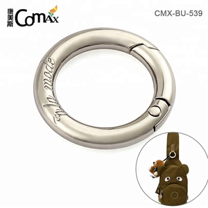 Круглый металлический пружинный крючок, изготовленный на заказ металлический Серебряный Брелок-кольцо с логотипом - Product Image 2