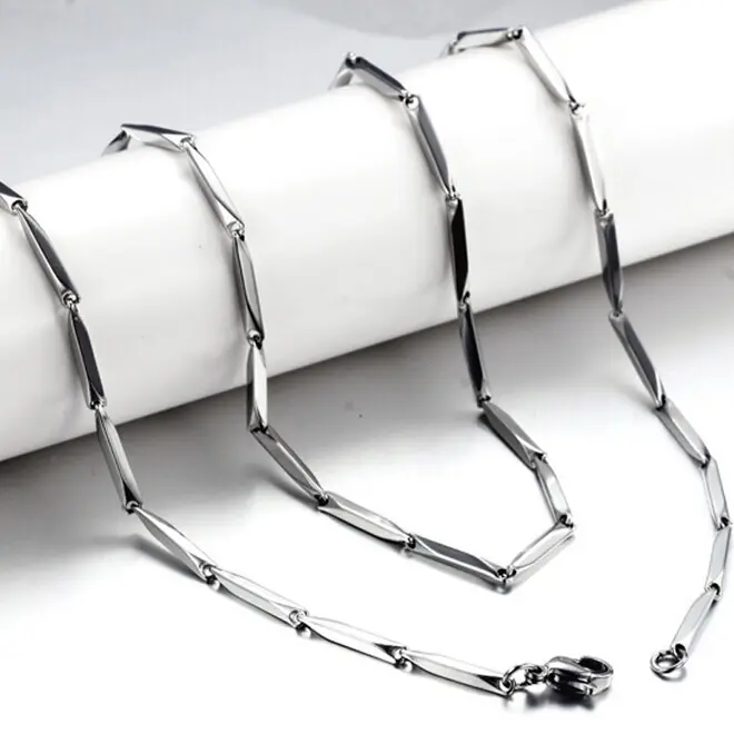 Moda erkek takı 3mm 24 inç erkek kız gümüş ton bağlantı kolye paslanmaz çelik zincir