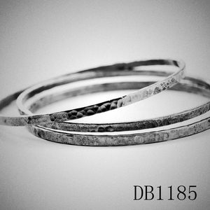 Personnalisé 925 ster argent plaqué Or braccialetto bijoux marteau martelé bracelet manchette bracelet ensemble - Product Image 3
