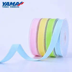 YAMA Stitch Ribbon Factory Wholesale Stocked Double Face Solid Color RIBBONS 100% Polyester Cintas Para Lazos Solid Color