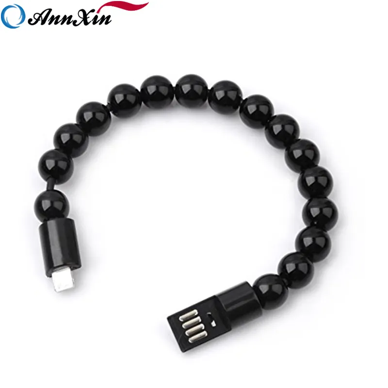 Wearable USB Charging Bracelet Beads Charging Cable Portable USB Phone Charger for iPhone Type C Micro USB Android Phones