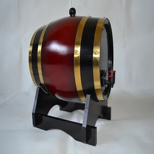 5L Chêne Liqueur Vin Vessie Rouge En Bois Tonneau de Vin