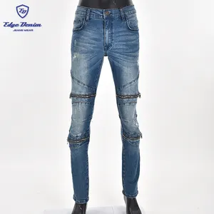 Китайская фабрика, оптовая продажа, мужские джинсы-джоггеры средней длины на молнии