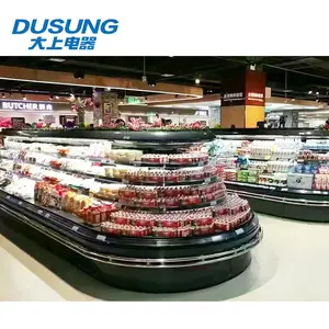 Supermarket refrigeration semi-vertical round island retail display freezer