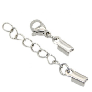 Bạc Màu Thép Không Gỉ <span class=keywords><strong>Lobster</strong></span> <span class=keywords><strong>Claw</strong></span> Cord <span class=keywords><strong>Clasp</strong></span> Với Dây Tip Cho 3Mm Da Dây Để Làm Cho Có Thể Điều Chỉnh Kích Thước Vòng Đeo Tay - Product Image 4