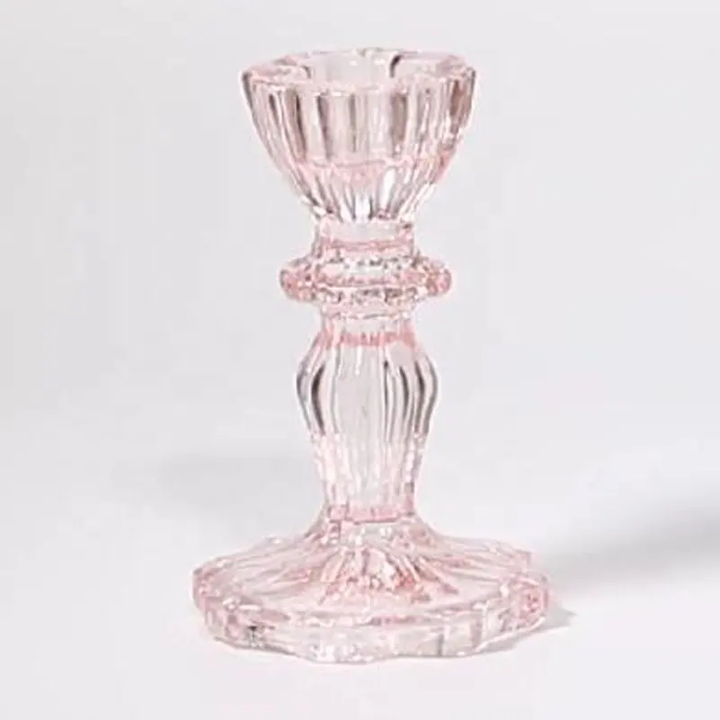 Vintage rosa de cristal de Color de vidrio candelabros venta al por mayor