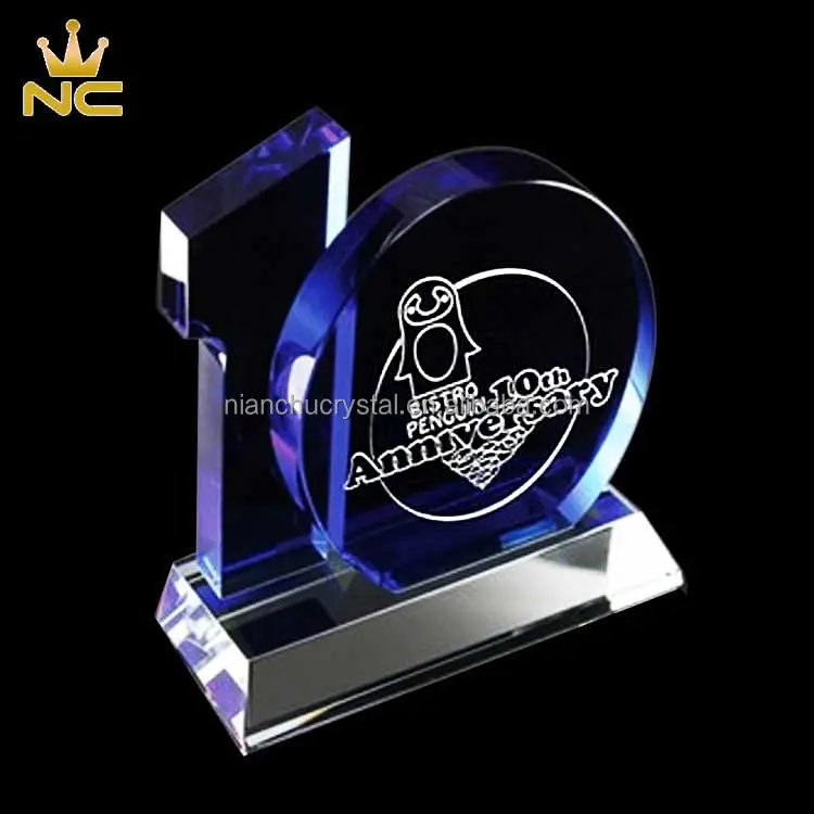 Blauw Crystal Trofee Corporate Award Business 10 Jaar Anniversary Gift