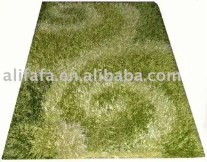 Alfombra shag verde con diseño moderno para sala de estar