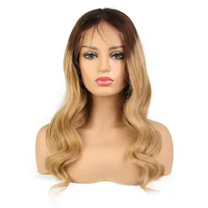 Ucuz fiyat perulu işlenmemiş insan saçı küçük kap Ombre vücut dalga peruk tam dantel ön peruk Dubai