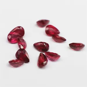 Fabricación de joyas para mujer, en forma de pera de piedra preciosa 5X7mm, rubí Natural, venta al por mayor, piedra preciosa suelta