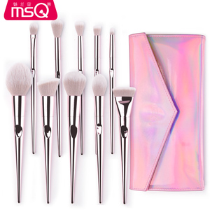 Msq 10-Mảnh Trang Điểm Bàn Chải Cleaner Cầu Vồng Sáng Bóng Tổng Hợp Tóc Sáng Bóng Tay Trường Hợp Cho Nền Tảng Nhựa Xử Lý Kim Loại Fan Bàn Chải - Product Image 3