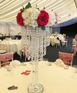 Mesa de lámpara de mesa de cristal de pedestal de la decoración de la boda