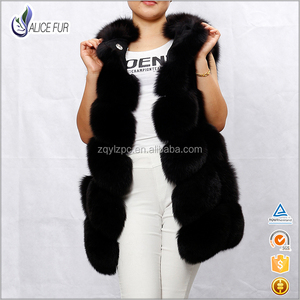 Gilet / chalecos / chaleco de la piel de Fox del negro de la manera de las señoras de la alta calidad para las prendas de vestir - Product Image 1
