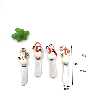 Scatola di colore di imballaggio Di Natale pupazzo di neve 4 pezzi di formaggio coltello coltello per il burro - Product Image 3