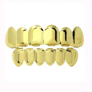 Juego de rejillas para cosplay de Hip Hop, joyería para el cuerpo, tapa superior e inferior, brillante, color dorado y plateado, TG021-G8