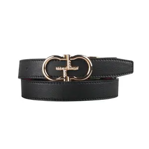 Women Luxury New Fashion Golden Buckle Small Black Ladies Belts