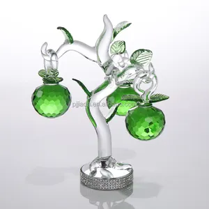 Árbol de manzana de cristal para decoraciones del hogar, con manzanas colgantes, adornos de Navidad, regalo
