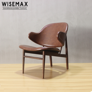 Wisemax furniturescandinavian giải trí hiện đại ăn uống ghế IB kofod larsen ghế bằng gỗ phòng chờ ghế da ghế rắn gỗ chân - Product Image 5
