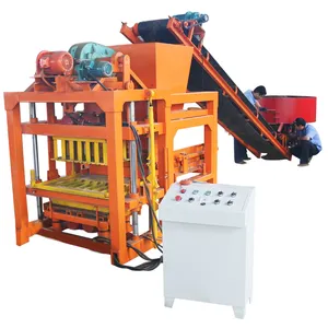 QT4-28 vibrating gear box concrete block making machine with automatic feeder and PLC control box