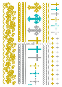 Vt337/2015 mũi tên Nhẫn Ngón tay hình xăm tạm thời Vàng <span class=keywords><strong>Flash</strong></span> kim loại hình xăm Sticker - Product Image 4