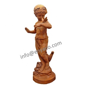 Cortile all'ingrosso ghisa arrugginito all'aperto antico cherubini statua <span class=keywords><strong>amore</strong></span> angelo Putti scultura forniture da <span class=keywords><strong>giardino</strong></span> decorazione metallo - Product Image 3