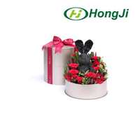Boîte à fleurs ronde en velours, 10 pièces, pour mariage, boite-cadeau en carton