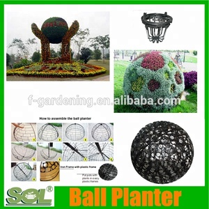 En plein air boîte à <span class=keywords><strong>fleurs</strong></span> ronde grande boule en plastique géante forme jardinières pot de fleur boule de fleur artificielle - Product Image 3
