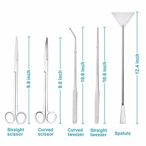 Pinzas de acero inoxidable para acuario, juego de herramientas para plantas acuáticas, tijeras, espátula, 5 herramientas con <span class=keywords><strong>funda</strong></span> - Product Image 2